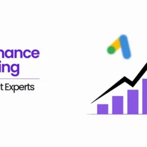 Performance marketing illustration showing rising growth chart, Google Ads and Meta icons, highlighting failure when campaigns are managed without experts