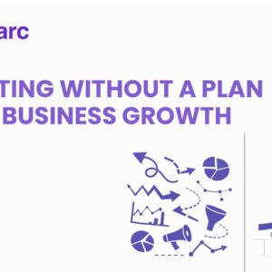 Marketing without a plan slowing business growth shown through scattered marketing icons and a structured growth chart